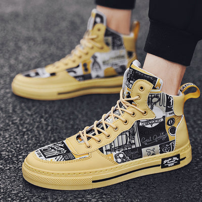 Zapatillas Altas de Lona Estilo Coreano para Hombre - Image 27