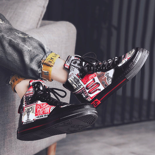 Zapatillas Altas de Lona Estilo Coreano para Hombre - Image 29
