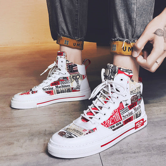Zapatillas Altas de Lona Estilo Coreano para Hombre - Image 28