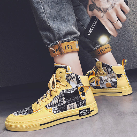 Zapatillas Altas de Lona Estilo Coreano para Hombre - Image 34