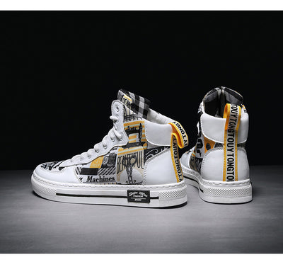 Zapatillas Altas de Lona Estilo Coreano para Hombre - Image 33