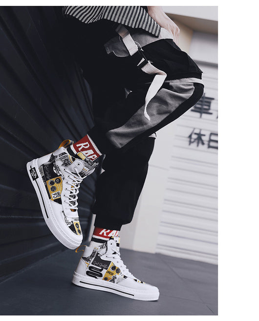 Zapatillas Altas de Lona Estilo Coreano para Hombre - Image 41