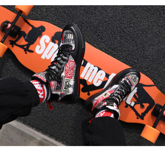 Zapatillas Altas de Lona Estilo Coreano para Hombre - Image 38