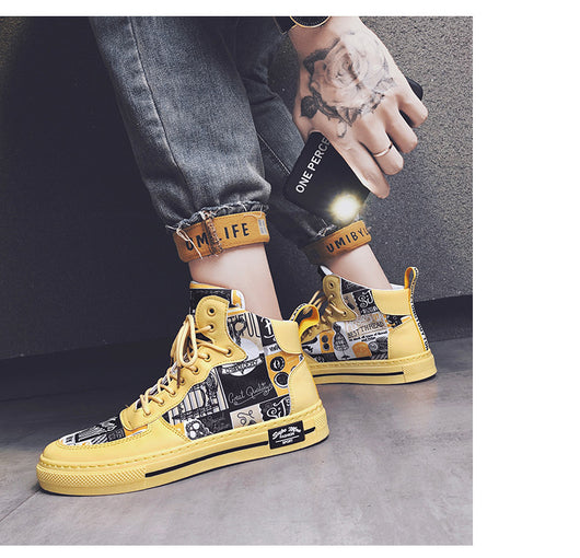 Zapatillas Altas de Lona Estilo Coreano para Hombre - Image 23