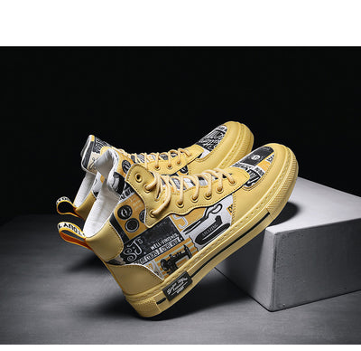 Zapatillas Altas de Lona Estilo Coreano para Hombre - Image 22