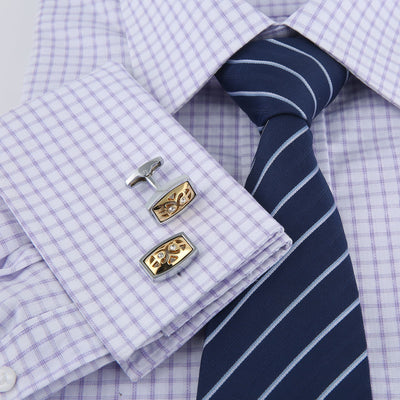 Gemelos Oro Hueco con Diamante para Hombre - Botones de Puño Francés - Image 3