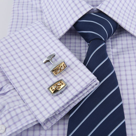 Gemelos Oro Hueco con Diamante para Hombre - Botones de Puño Francés - Image 3