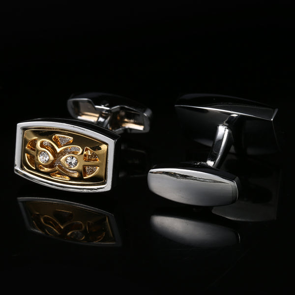 Gemelos Oro Hueco con Diamante para Hombre - Botones de Puño Francés