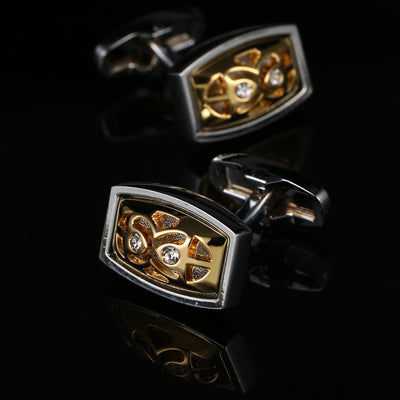 Gemelos Oro Hueco con Diamante para Hombre - Botones de Puño Francés - Image 5