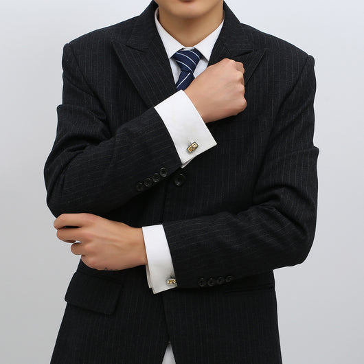 Gemelos Oro Hueco con Diamante para Hombre - Botones de Puño Francés - Image 4