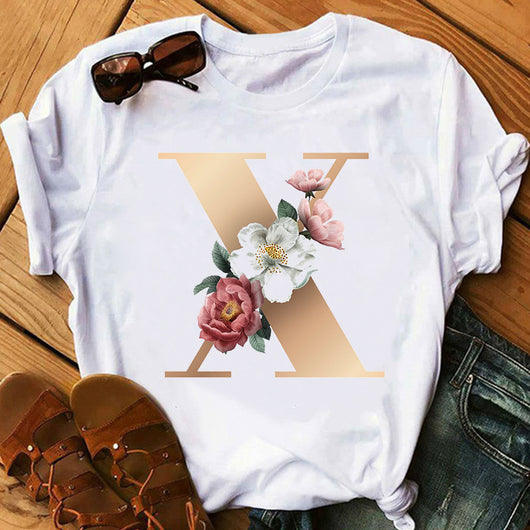 Remera Estampada con 26 Letras Doradas para Mujer - Image 24