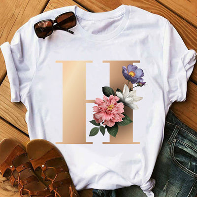 Remera Estampada con 26 Letras Doradas para Mujer - Image 8