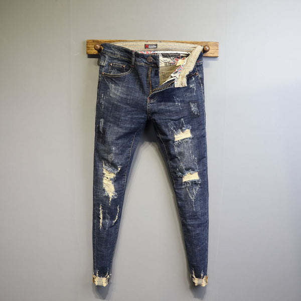 Pantalones Slim con Dobladillo Deshilachado - Estilo Personalizado