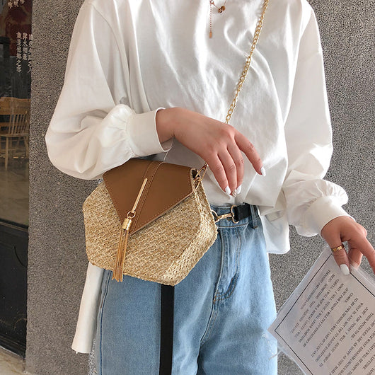 Bolsa Playera de Paja Tejida para Mujer - Image 11