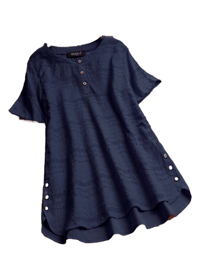 Blusa Bordada de Manga Corta con Botones - Image 12