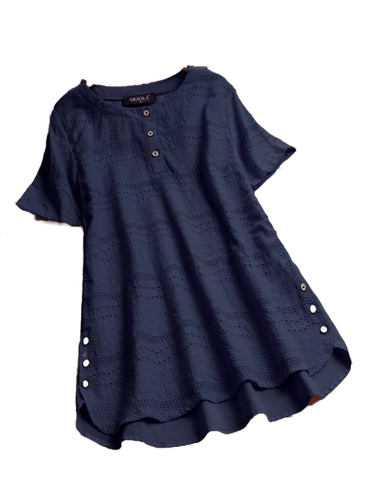 Blusa Bordada de Manga Corta con Botones - Image 12