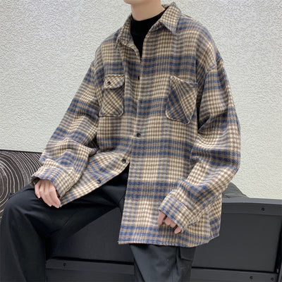 Abrigo de Lana Cuadros Estilo Coreano - Gabardina Larga Invierno Hombre - Image 4