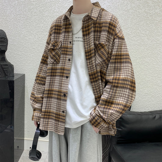 Abrigo de Lana Cuadros Estilo Coreano - Gabardina Larga Invierno Hombre - Image 6