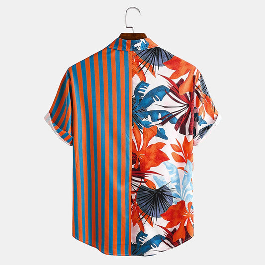 Camisa Casual de Manga Corta con Rayas y Colores Vibrantes - Image 2