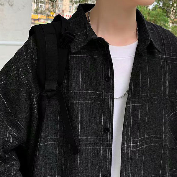 Camisa Casual de Cuadros para Hombre de Manga Larga