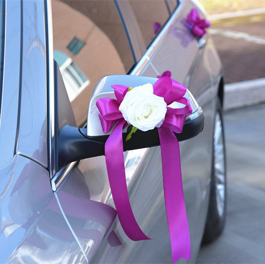 Decoración Floral para Espejo Retrovisor - Adornos para Auto en Bodas