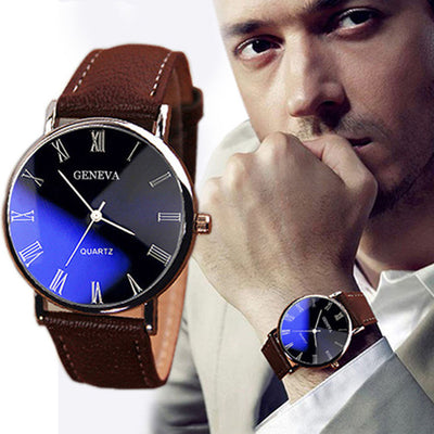 Reloj de Negocios Azul Hombre Cuarzo Estilo Romano - Image 7