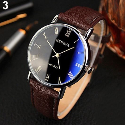 Reloj de Negocios Azul Hombre Cuarzo Estilo Romano - Image 3