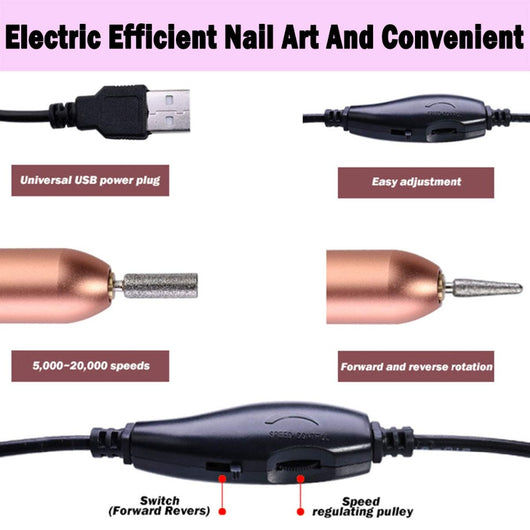 Pluma Pulidora de Uñas Eléctrica Compacta con Velocidad Ajustable - Image 3