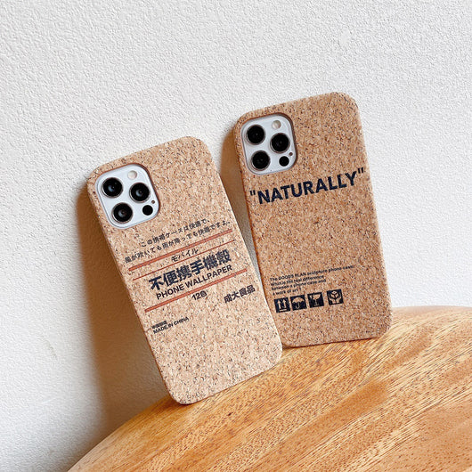 Funda de Cuero para iPhone con Diseño de Grano de Madera Natural