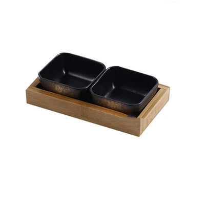 Juego de Platos de Cerámica Estilo Japonés con Bandeja de Bambú - Image 4