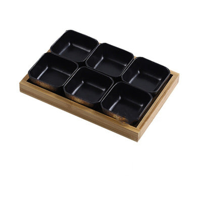 Juego de Platos de Cerámica Estilo Japonés con Bandeja de Bambú - Image 7