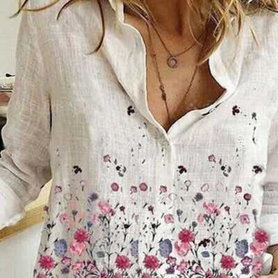 Blusa Estampada con Botones de Manga Larga para Mujer Talla Grande - Image 8