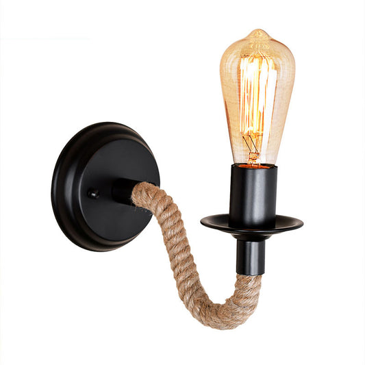 Lámpara de Pared Vintage de Hierro Forjado con Cordel - Luz Junto a la Cama