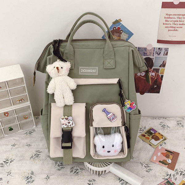 Mochila Preppy Púrpura Impermeable para Mujer - Colores Dulces