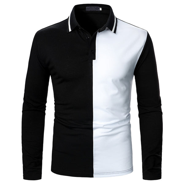 Camisa Polo Manga Larga Hombre con Costuras Bicolor
