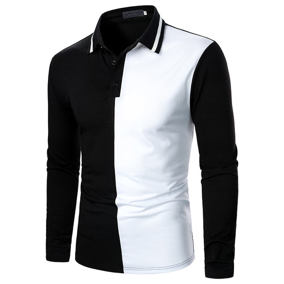 Camisa Polo Manga Larga Hombre con Costuras Bicolor