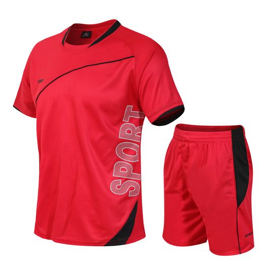 Conjunto Deportivo Camiseta Manga Corta Hombre Verano Cuello Redondo Estampado Estilo Coreano - Image 4