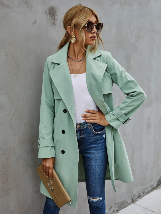 Gabardina Coreana con Cinturón para Mujer Moderna