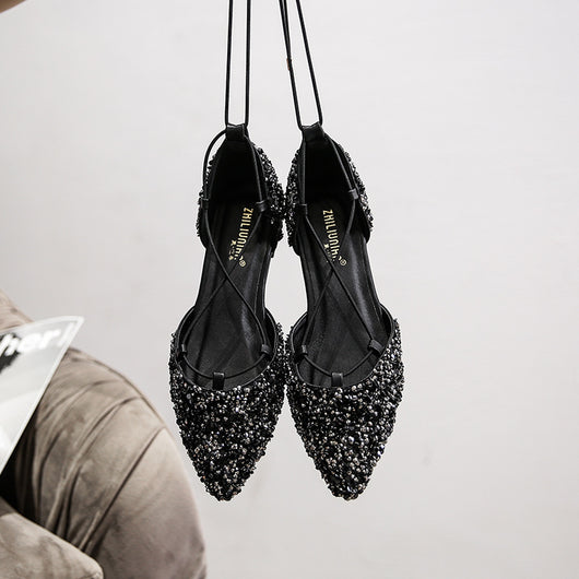 Zapato de Tacón con Tiras Cruzadas y Cristales Brillantes - Image 8
