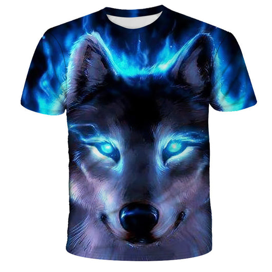 Playera Suelta Unisex con Estampado Digital 3D Lobo Totem