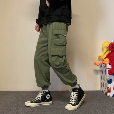 Pantalones Casuales Hombre Primavera Estilo Hong Kong Bolsillos Amplios Corte Recto Tendencia Coreana - Image 2