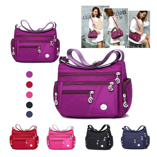 Bolso Mensajero Casual de Nylon con Múltiples Compartimentos