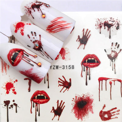 Calcomanías de Agua para Uñas - Diseños Halloween con Hojas de Arce y Caballito de Mar - Image 10