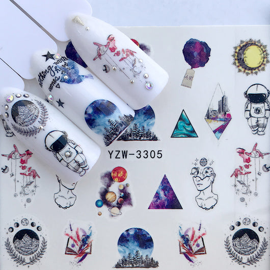 Stickers de Uñas Navideños Jirafa Cósmica Lavanda para Niños - Image 6