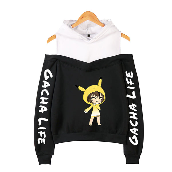Sudadera Holgada con Capucha y Diseño Estampado Fuera del Hombro