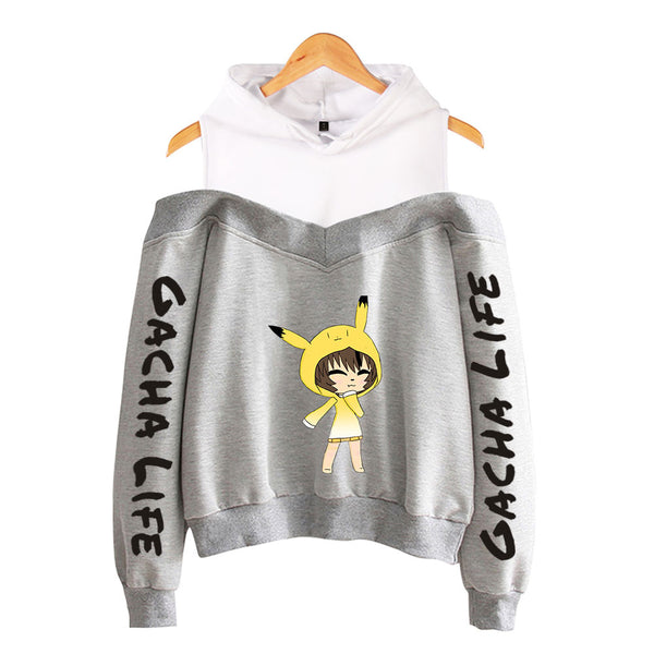 Sudadera Holgada con Capucha y Diseño Estampado Fuera del Hombro