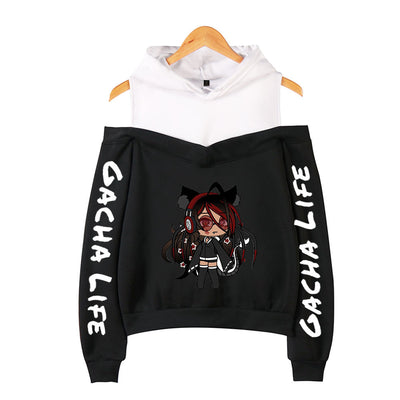 Sudadera Holgada con Capucha y Diseño Estampado Fuera del Hombro - Image 5