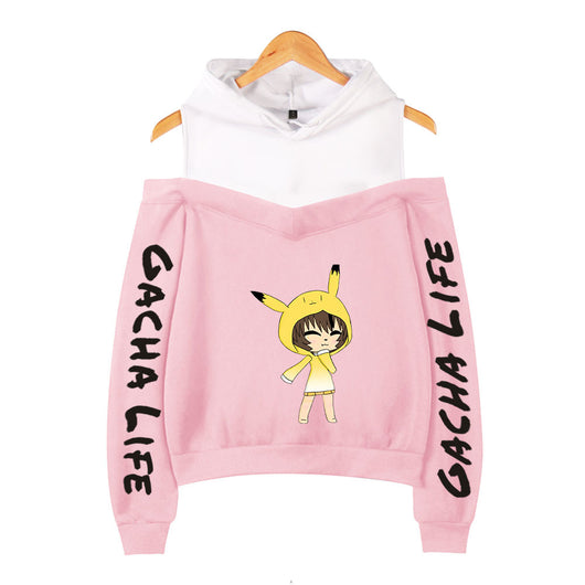 Sudadera Holgada con Capucha y Diseño Estampado Fuera del Hombro - Image 4