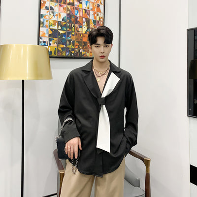 Camisa Elegante Estilo Coreano con Cuello Italiano y Manga Larga - Image 12