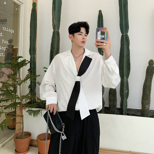 Camisa Elegante Estilo Coreano con Cuello Italiano y Manga Larga - Image 8